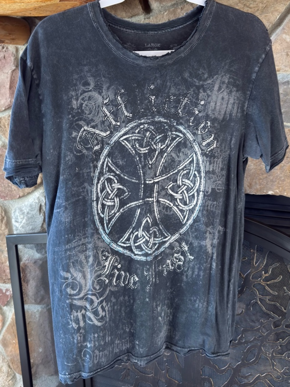 Affliction Rare Vintage Black Distressed Celtic Graphic Tee